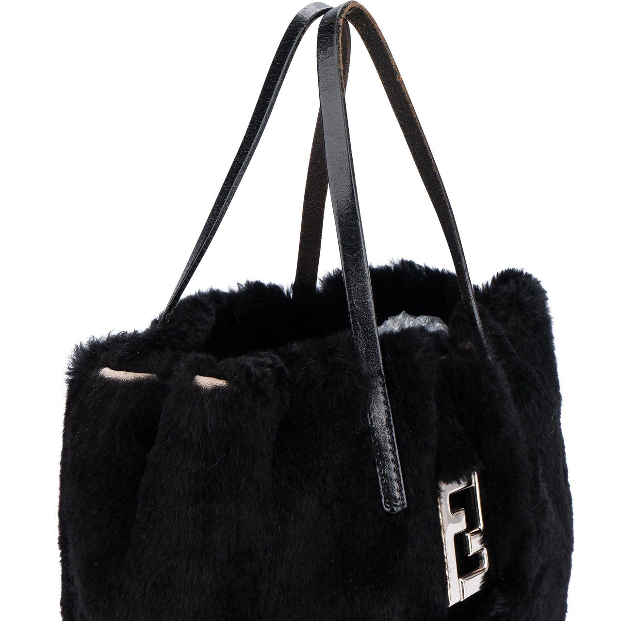 Fendi Fendi FF Black Fur Handbag Divers