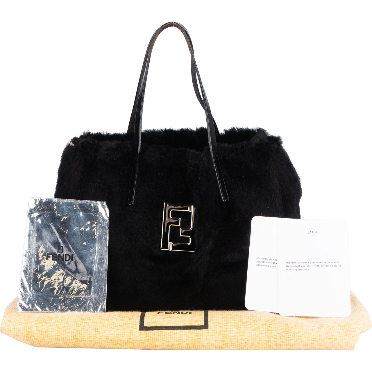 Fendi Fendi FF Black Fur Handbag Divers