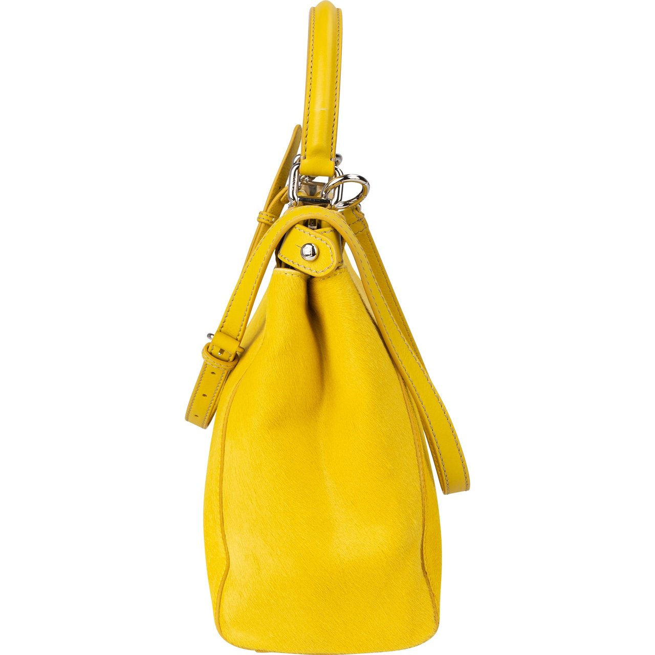 Fendi Fendi Yellow Pony Hair Peekaboo Handbag Geel