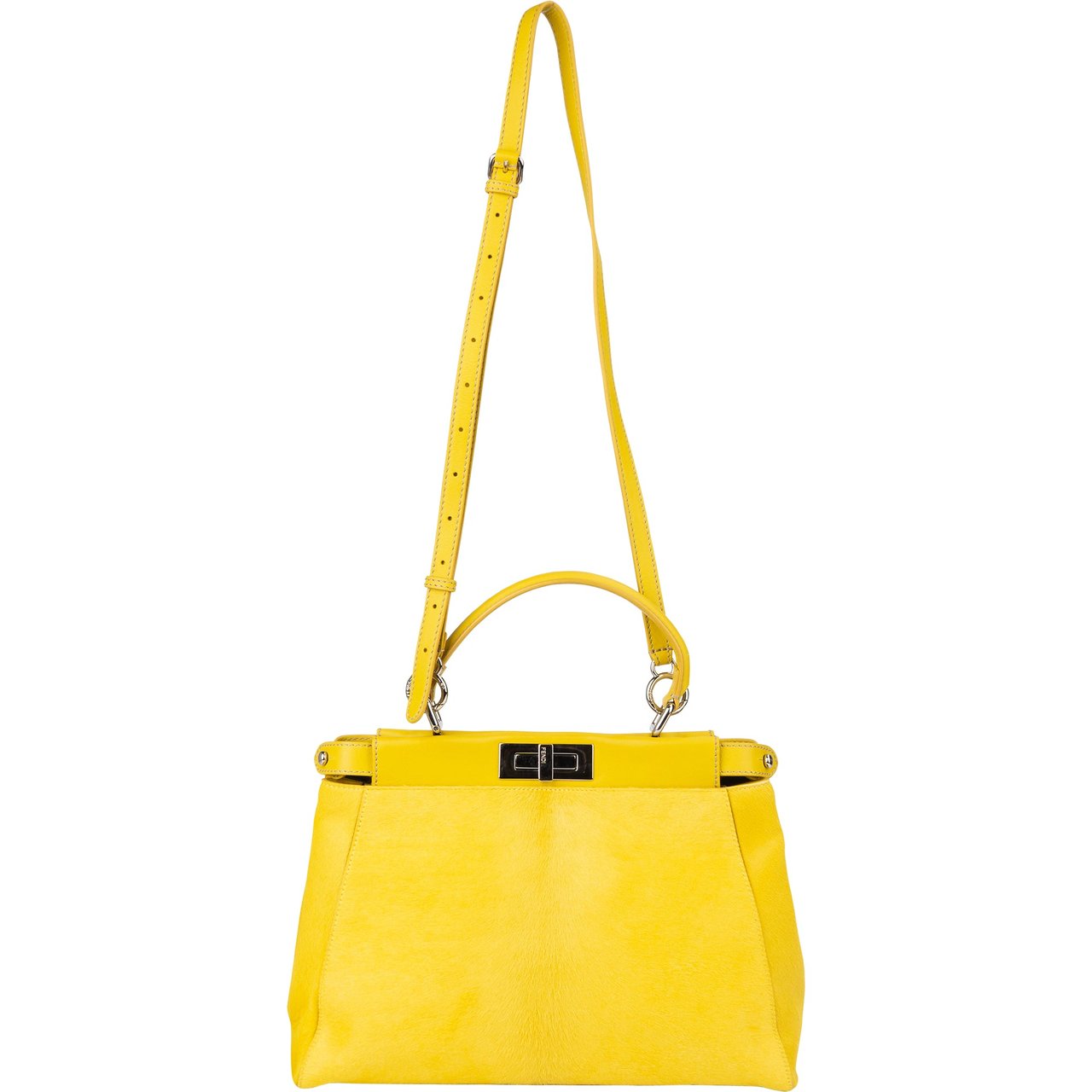 Fendi Fendi Yellow Pony Hair Peekaboo Handbag Geel