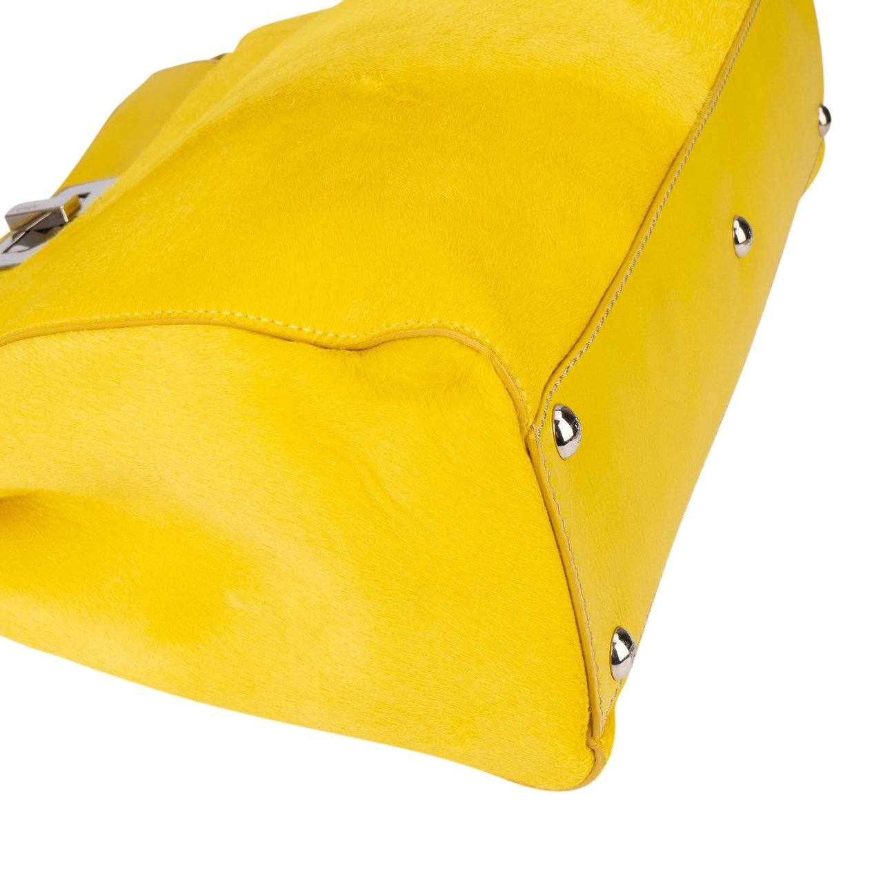 Fendi Fendi Yellow Pony Hair Peekaboo Handbag Geel