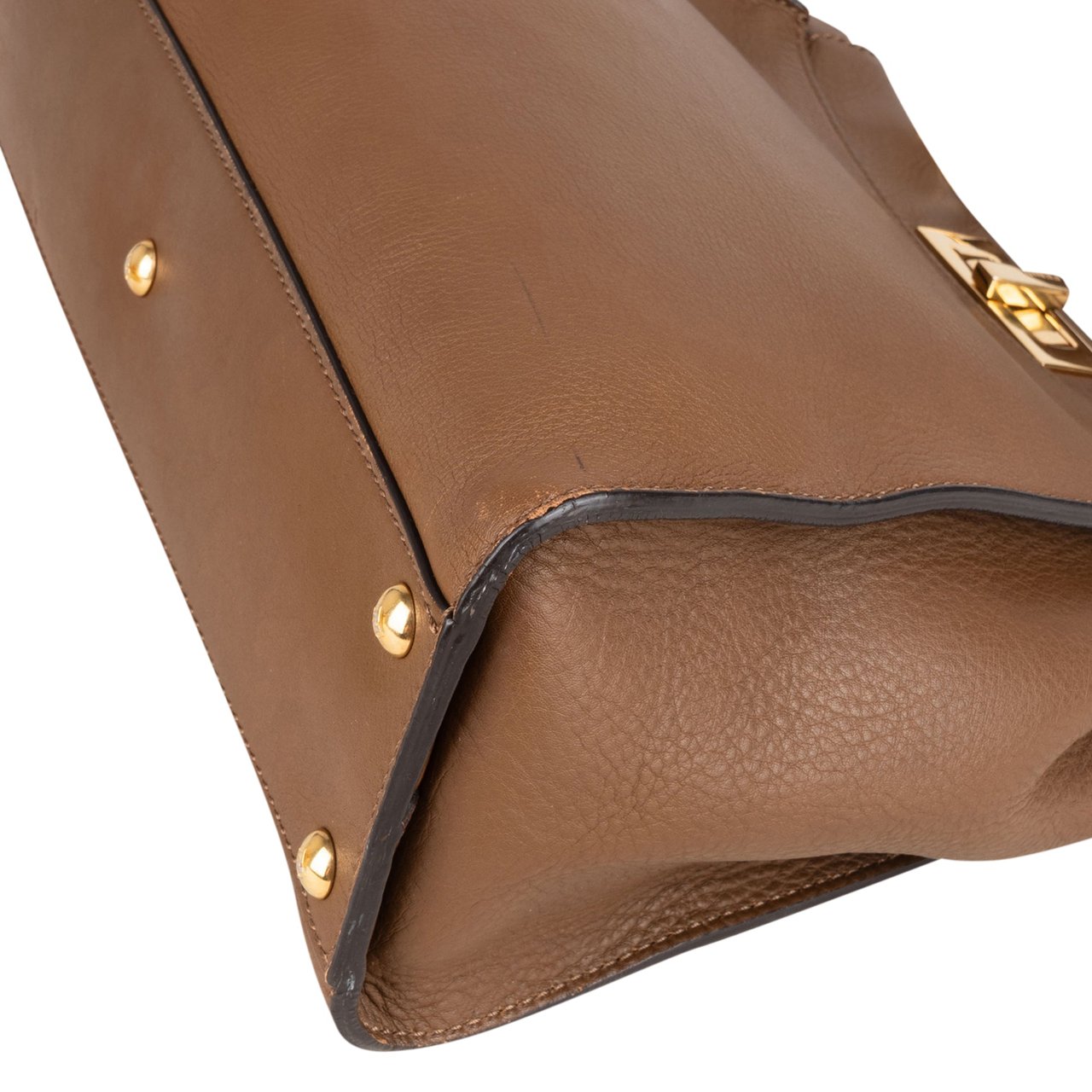 Fendi Fendi Brown Leather Peekaboo Handbag Bruin