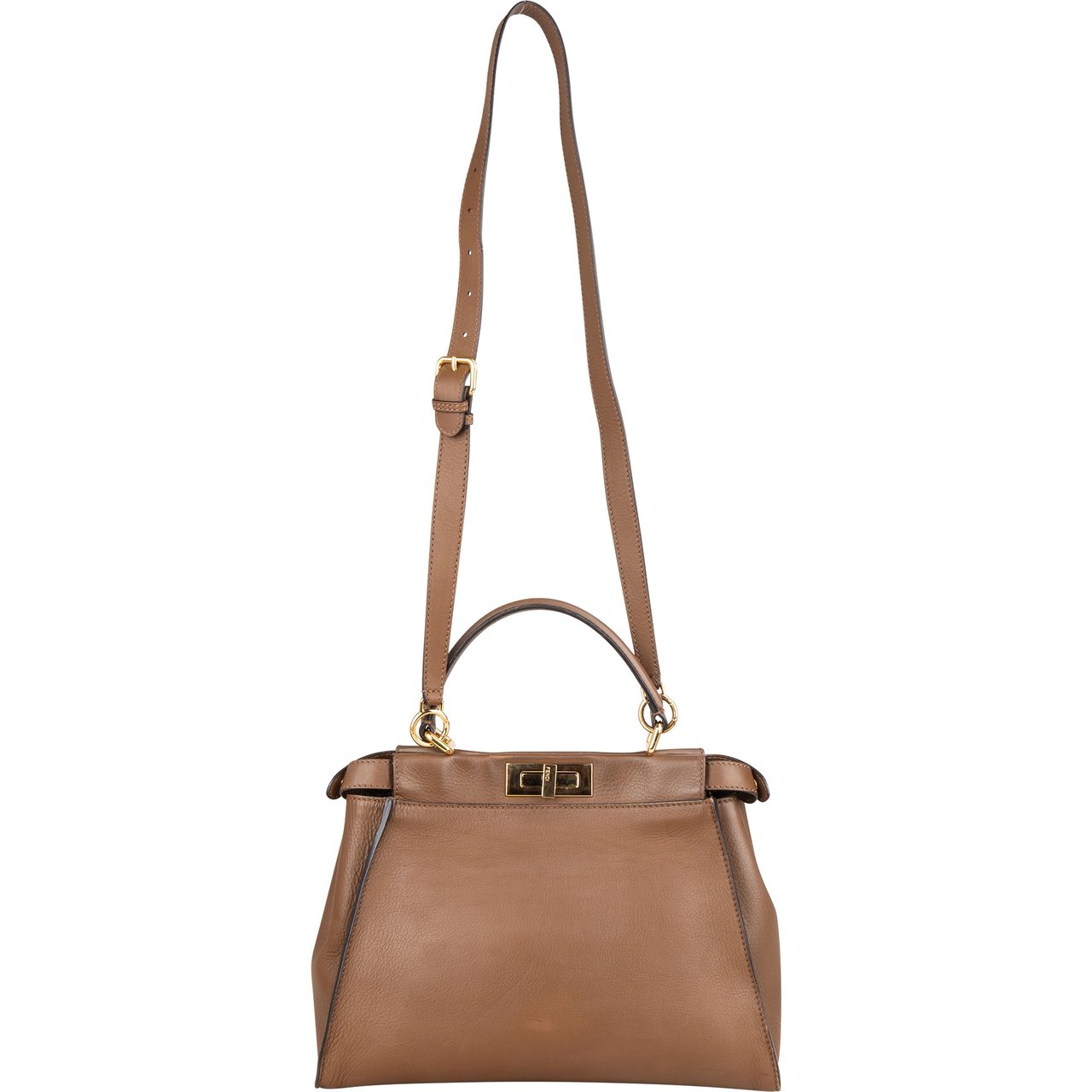 Fendi Fendi Brown Leather Peekaboo Handbag Bruin