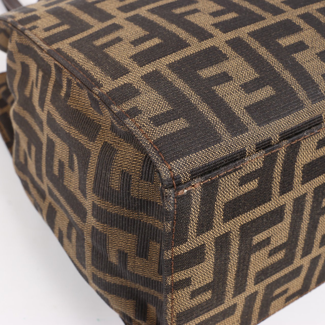 Fendi FENDI Zucchino Mamma Bucket Canvas & Leather Shoulder Bag in Brown Bruin