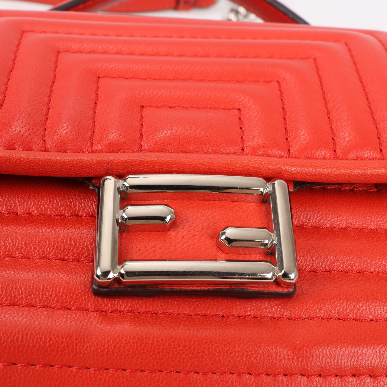 Fendi FENDI Double Micro Baguette Leather Chain Shoulder Bag in Red 8M0371 Rood