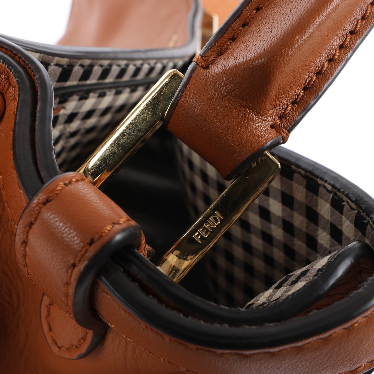 Fendi Fendi Peek-a-boo X-light Leather 2 Way Shoulder Bag in Brown Bruin