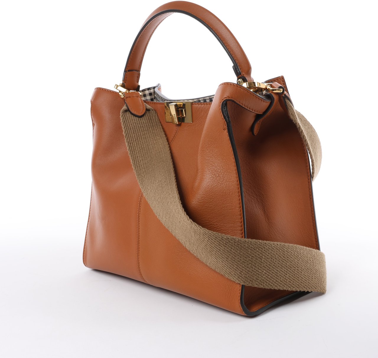 Fendi Fendi Peek-a-boo X-light Leather 2 Way Shoulder Bag in Brown Bruin