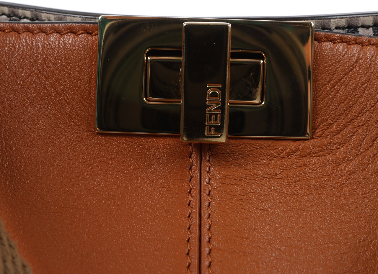 Fendi Fendi Peek-a-boo X-light Leather 2 Way Shoulder Bag in Brown Bruin