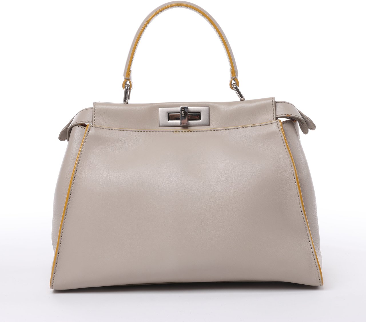 Fendi Fendi Peekaboo Regular Leather 2Way Handbag in Gray Grijs
