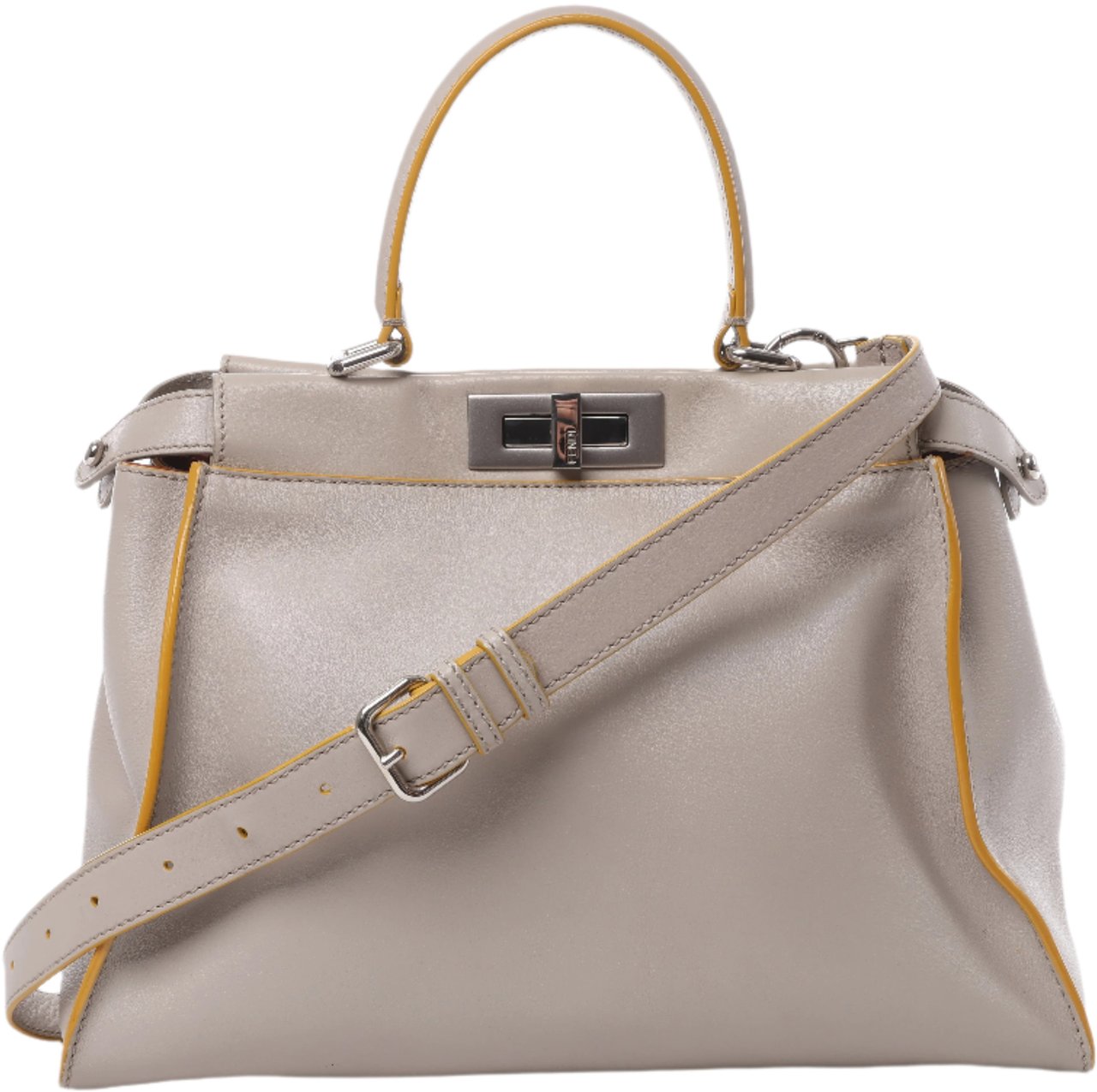 Fendi Fendi Peekaboo Regular Leather 2Way Handbag in Gray Grijs
