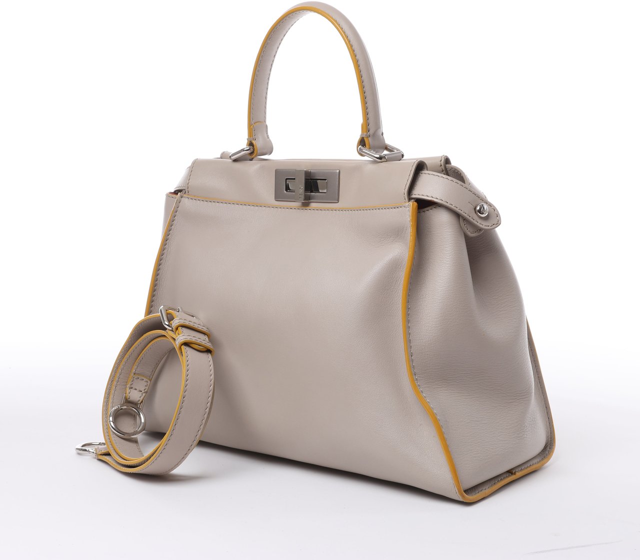 Fendi Fendi Peekaboo Regular Leather 2Way Handbag in Gray Grijs