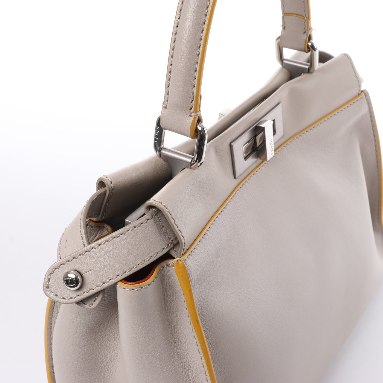Fendi Fendi Peekaboo Regular Leather 2Way Handbag in Gray Grijs