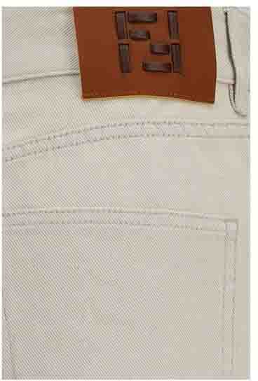 Fendi Beige Cotton Straight-Leg Jeans Beige