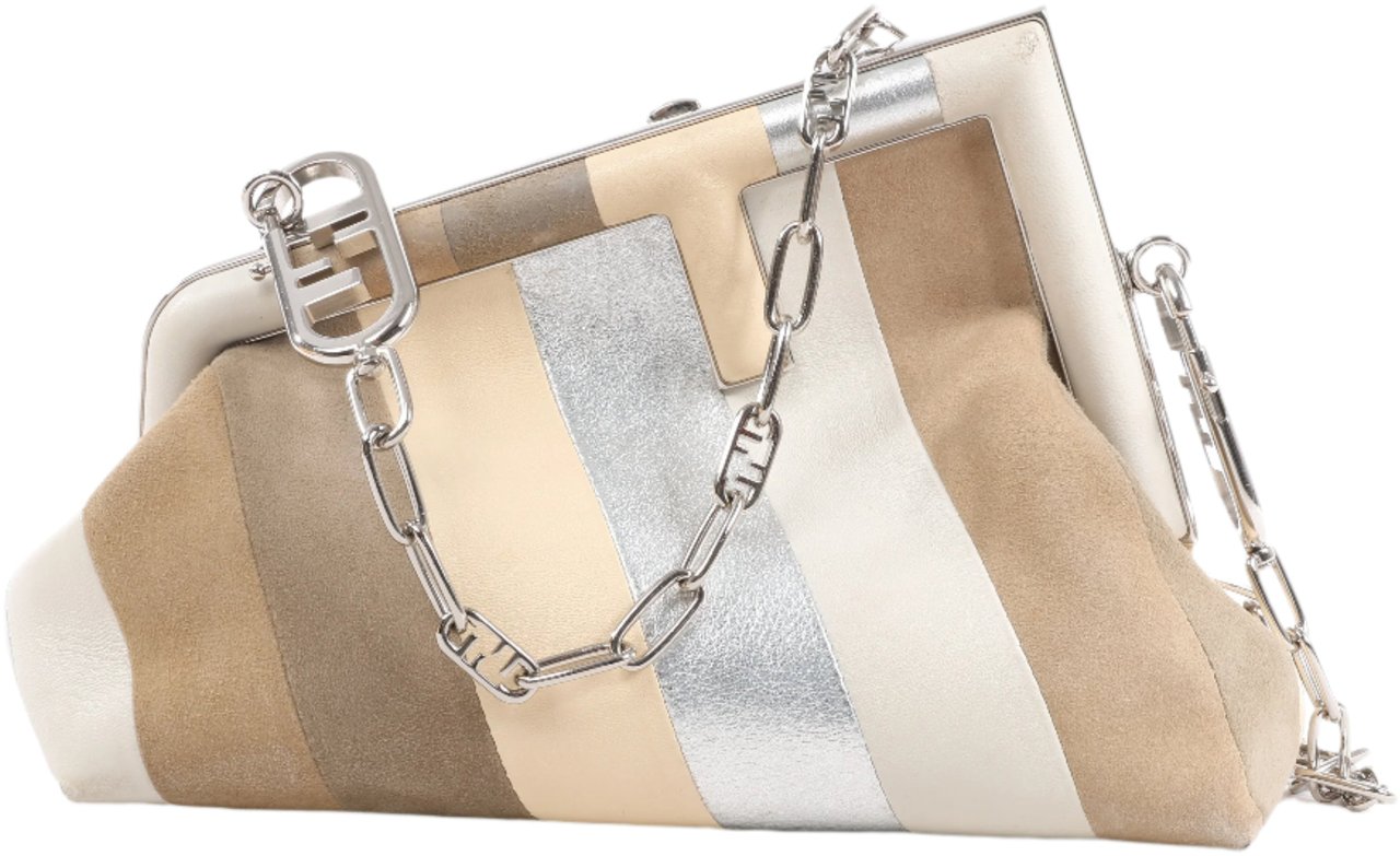 Fendi FENDI First Leather x Suede Shoulder bag in Beige 8BP129 Beige