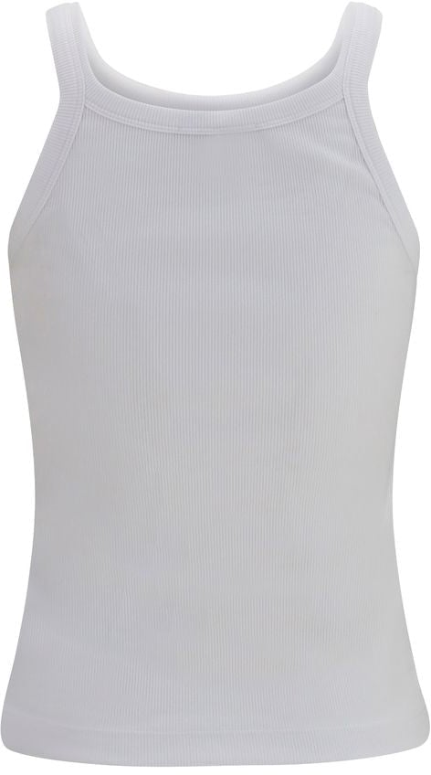 Fendi White Cotton Sleeveles T-Shirt Wit