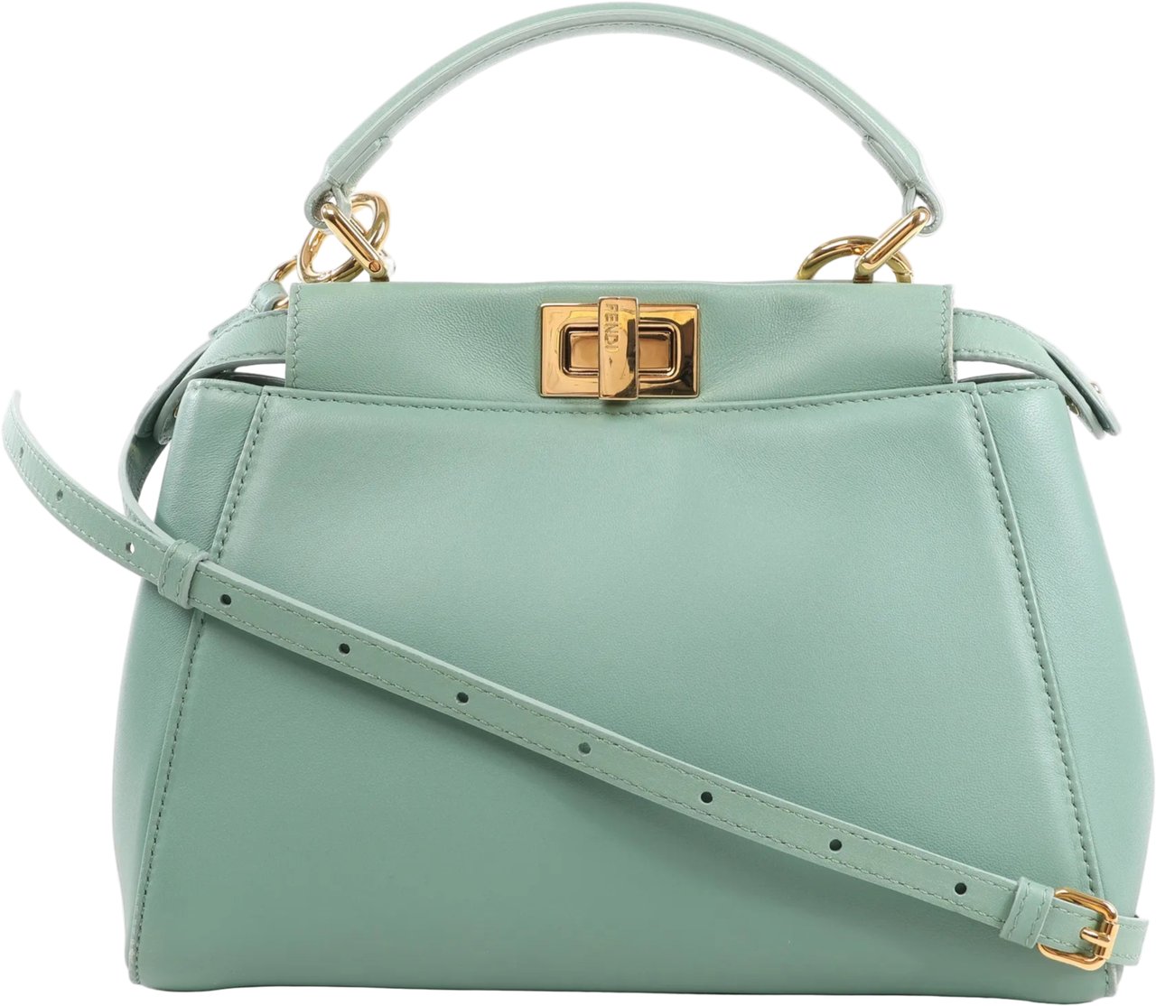 Fendi Fendi Peekaboo Mini Leather 2Way Handbag in Green 8BN244 Groen