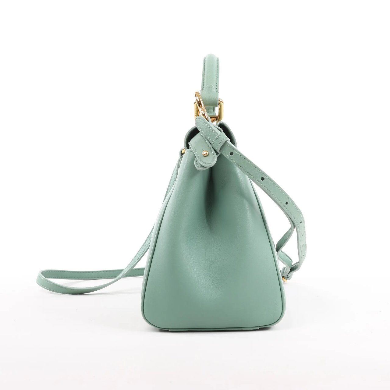 Fendi Fendi Peekaboo Mini Leather 2Way Handbag in Green 8BN244 Groen