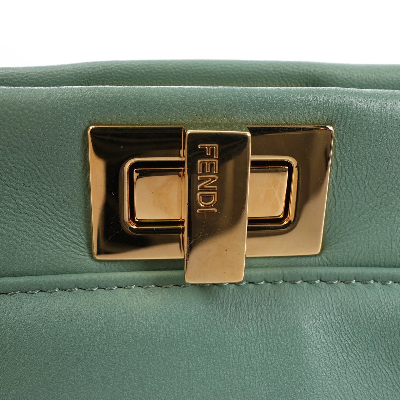 Fendi Fendi Peekaboo Mini Leather 2Way Handbag in Green 8BN244 Groen