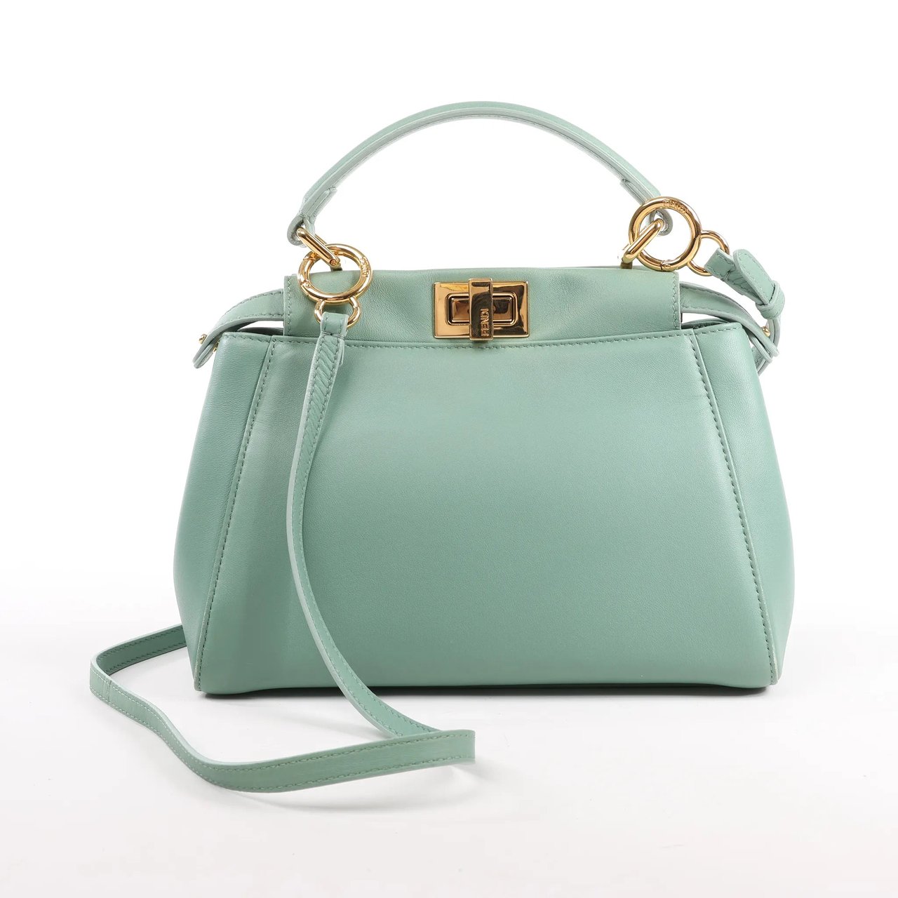 Fendi Fendi Peekaboo Mini Leather 2Way Handbag in Green 8BN244 Groen