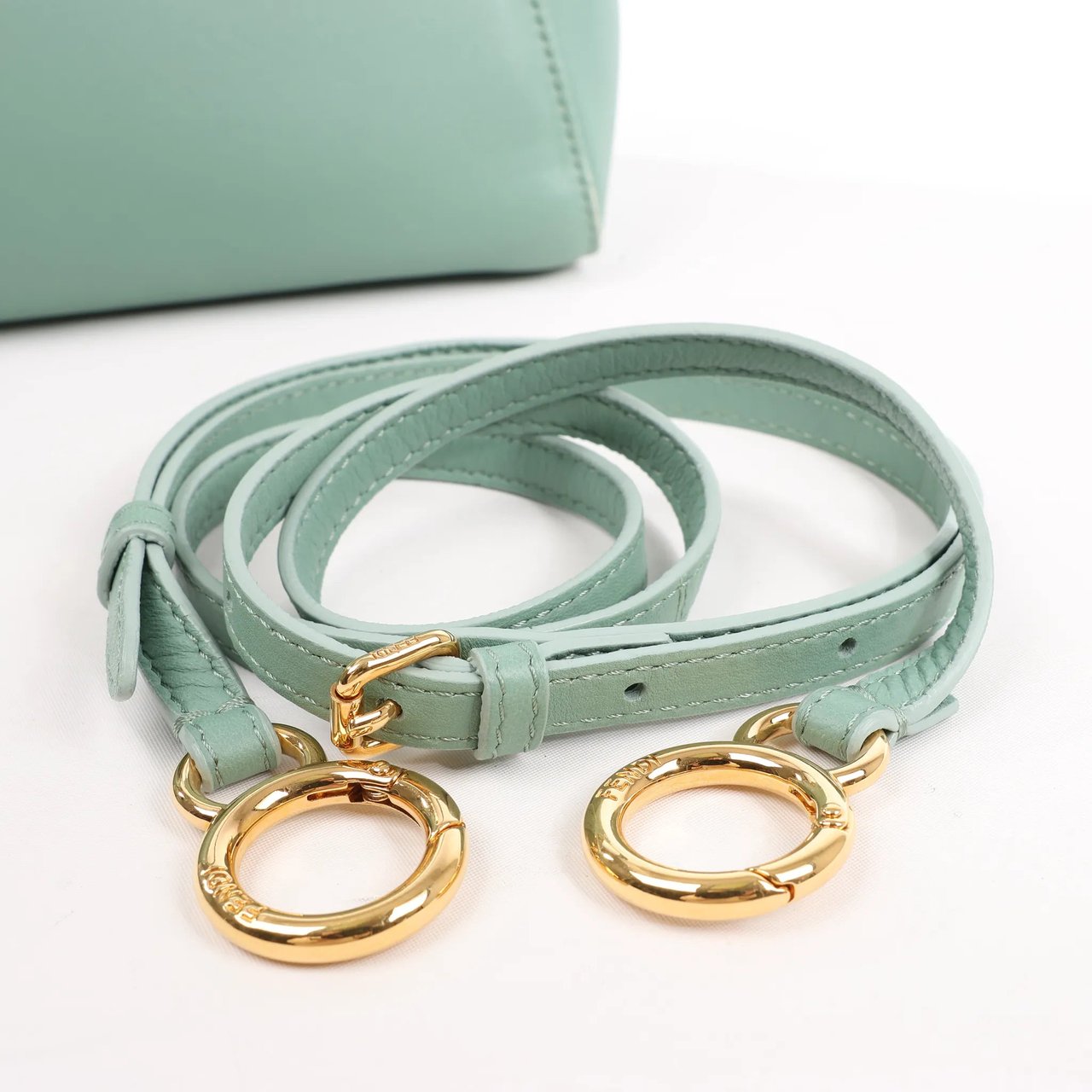 Fendi Fendi Peekaboo Mini Leather 2Way Handbag in Green 8BN244 Groen