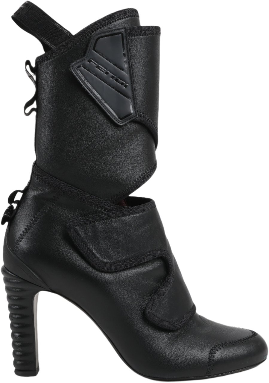 Fendi Fendi Leather Ankle Boots in Black, Size 38 EU Zwart