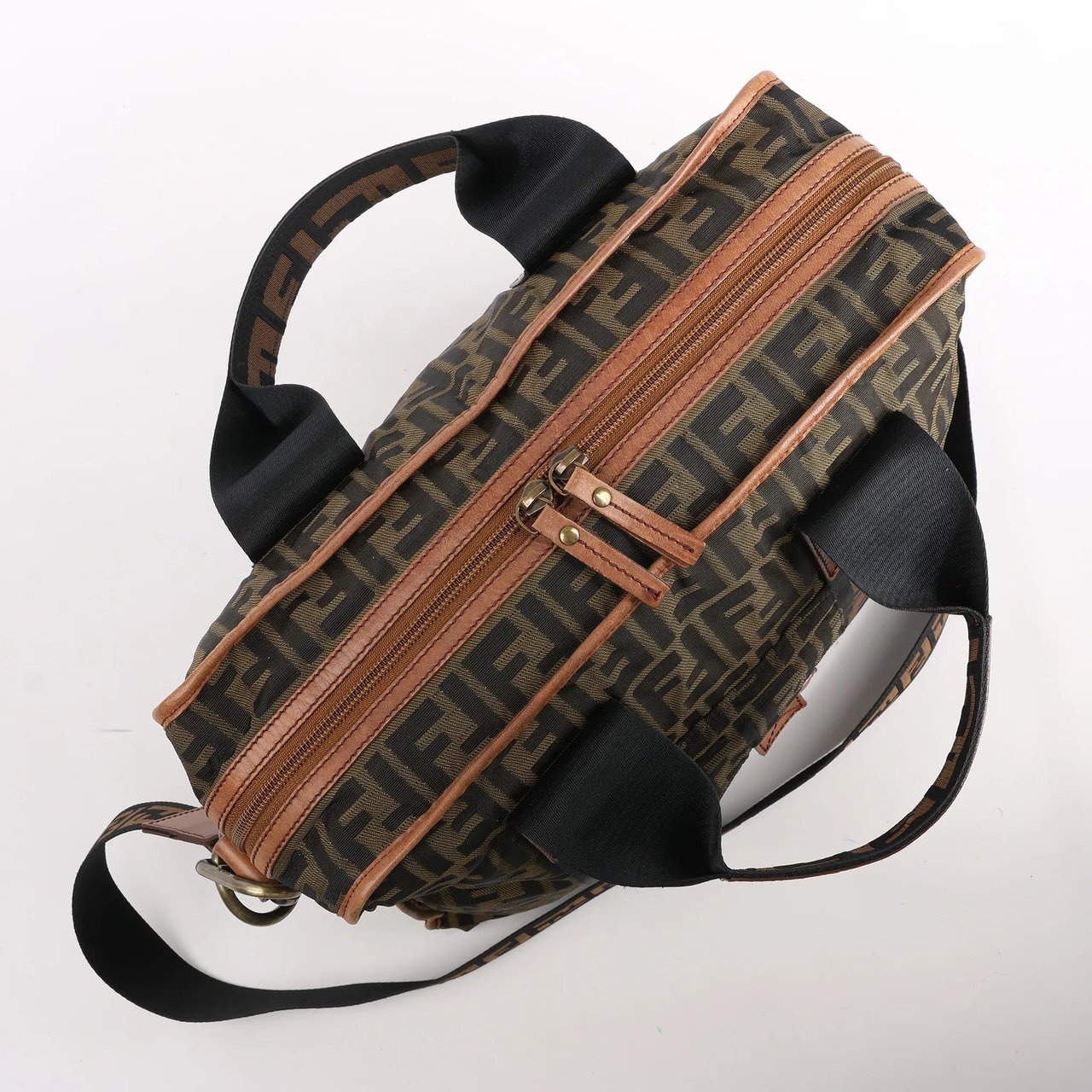 Fendi FENDI Zucca Canvas x Leather 2Way Handbag in Brown 7VA158 Bruin