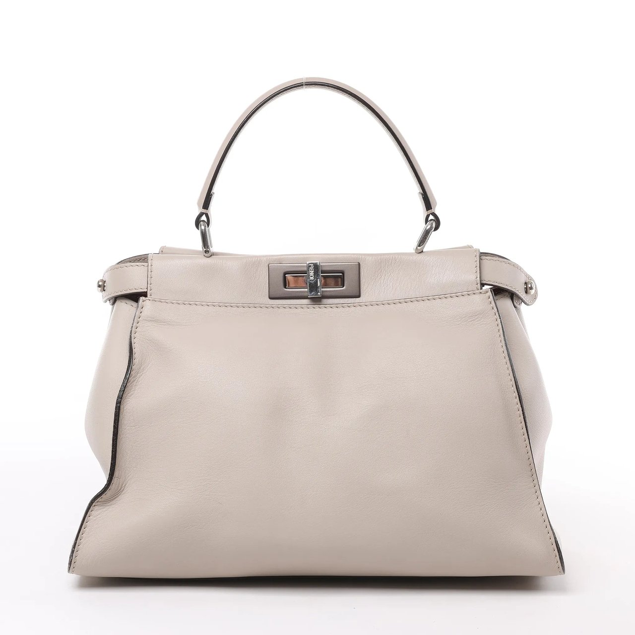 Fendi Fendi Peekaboo Regular Leather 2Way Handbag in Light Greige 8BN290 Beige