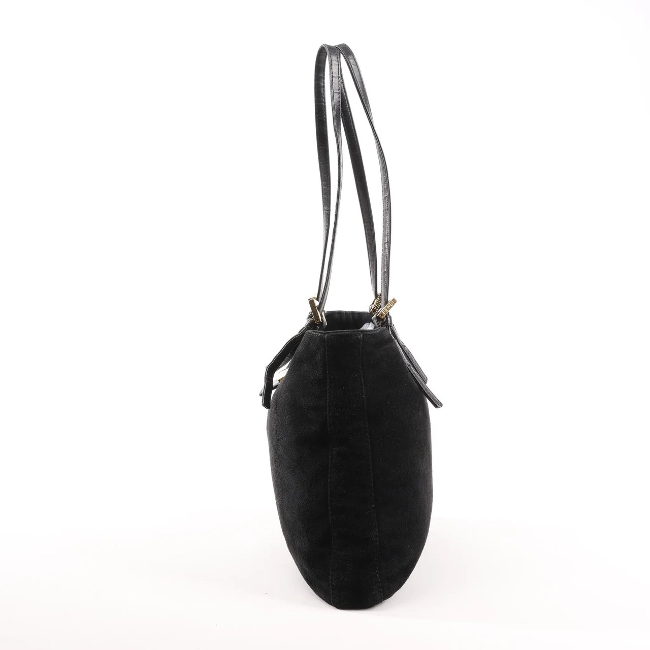 Fendi FENDI Suede x Leather Shoulder bag in Black Zwart