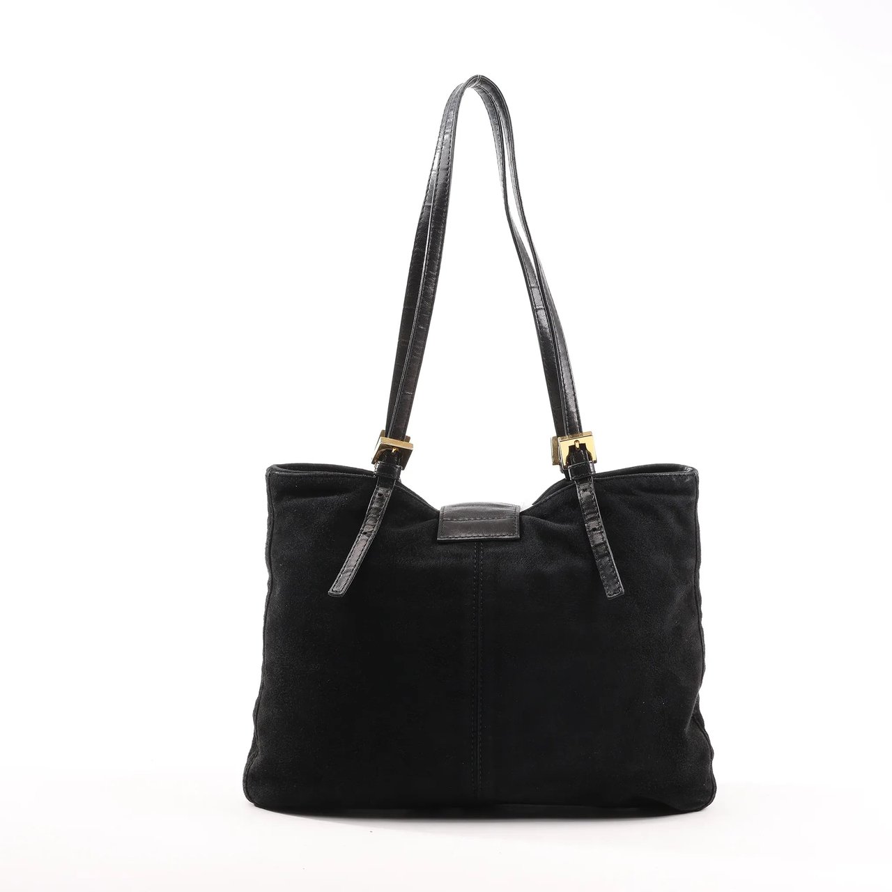 Fendi FENDI Suede x Leather Shoulder bag in Black Zwart