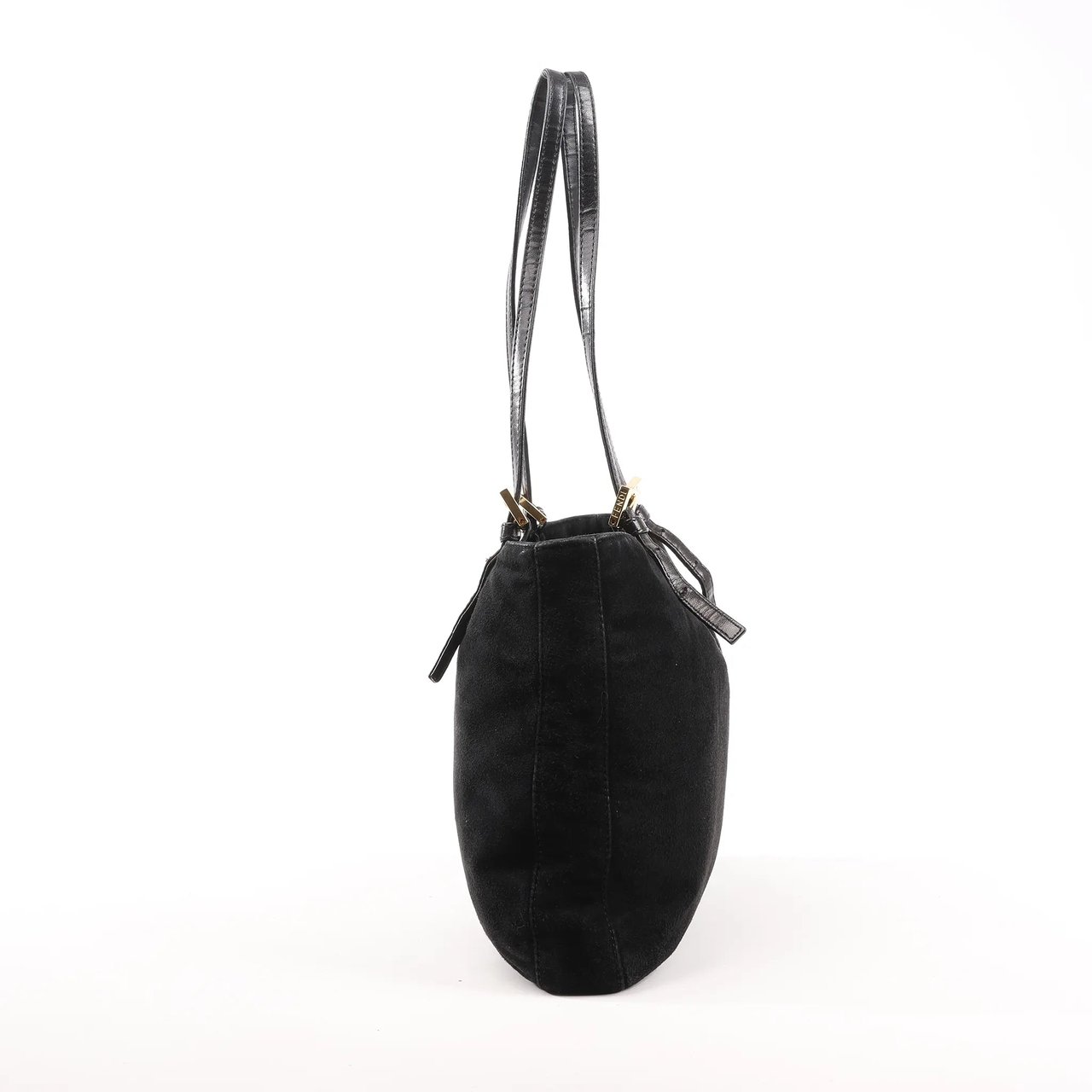 Fendi FENDI Suede x Leather Shoulder bag in Black Zwart