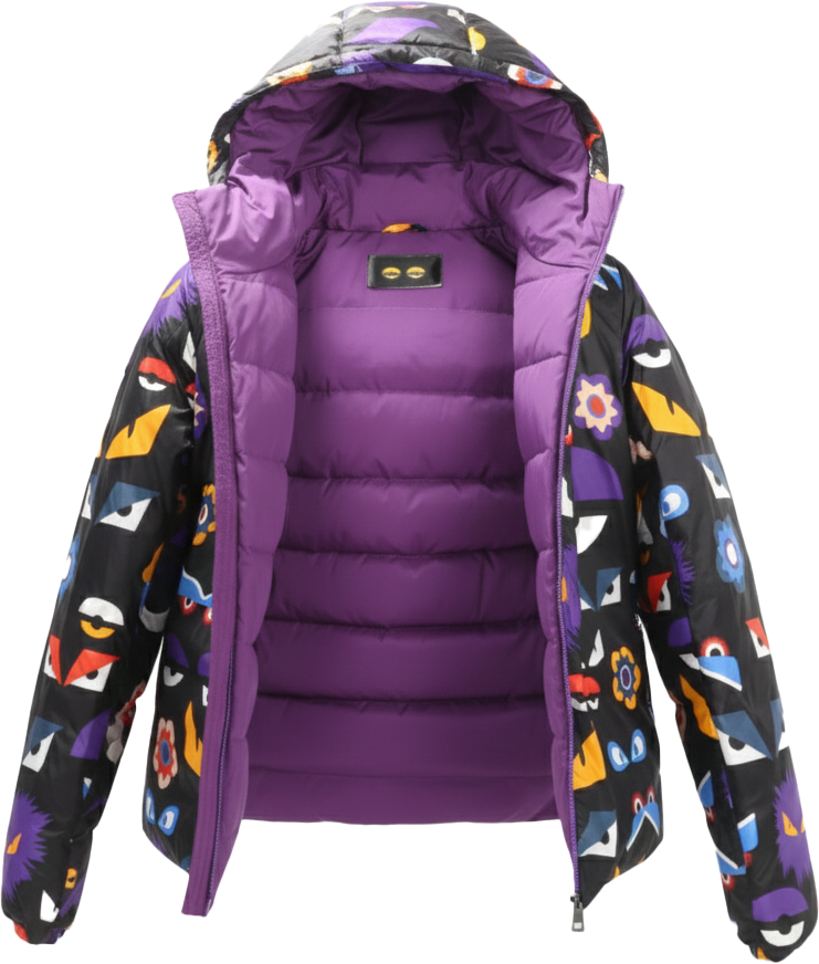 Fendi Fendi Purple Puffer Jacket, Size 44 Paars