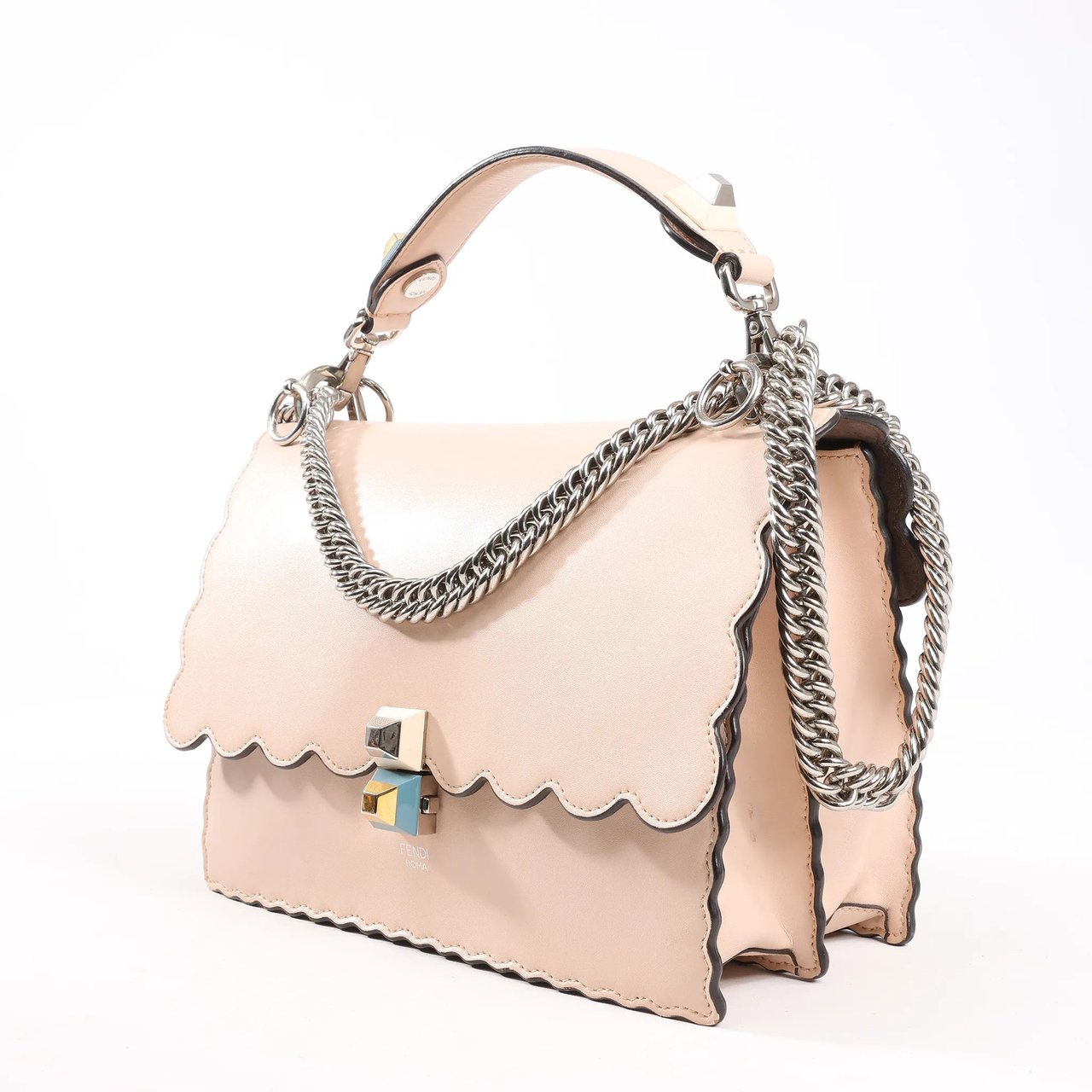 Fendi FENDI Kan I Leather 2Way Handbag in Pink 8BT283 Roze