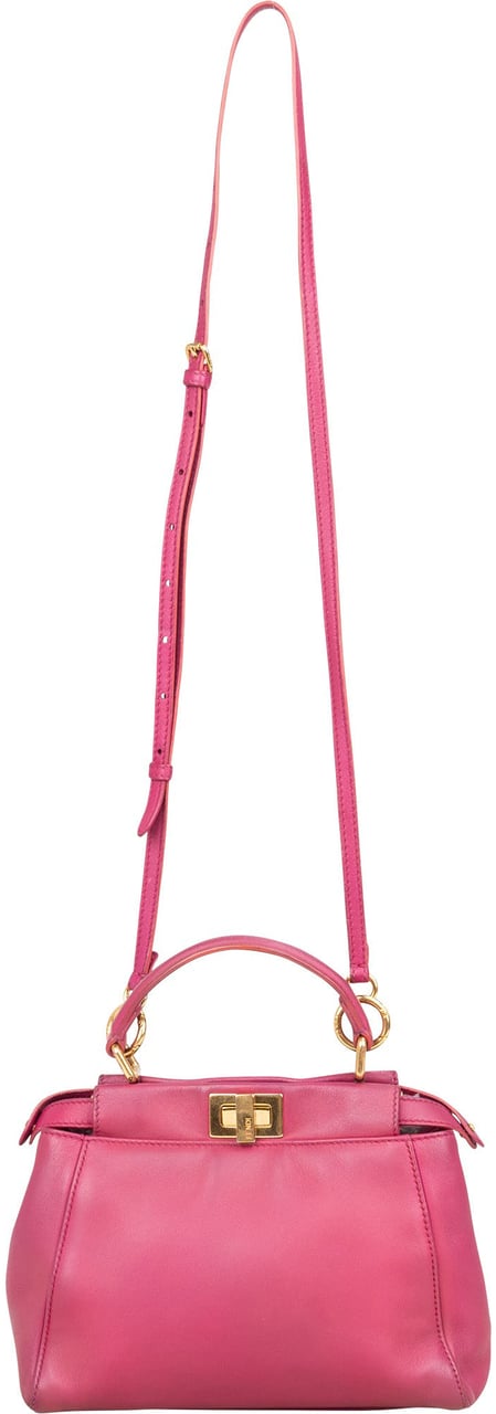 Fendi Fendi Pink Leather Peekaboo Mini Handbag Roze