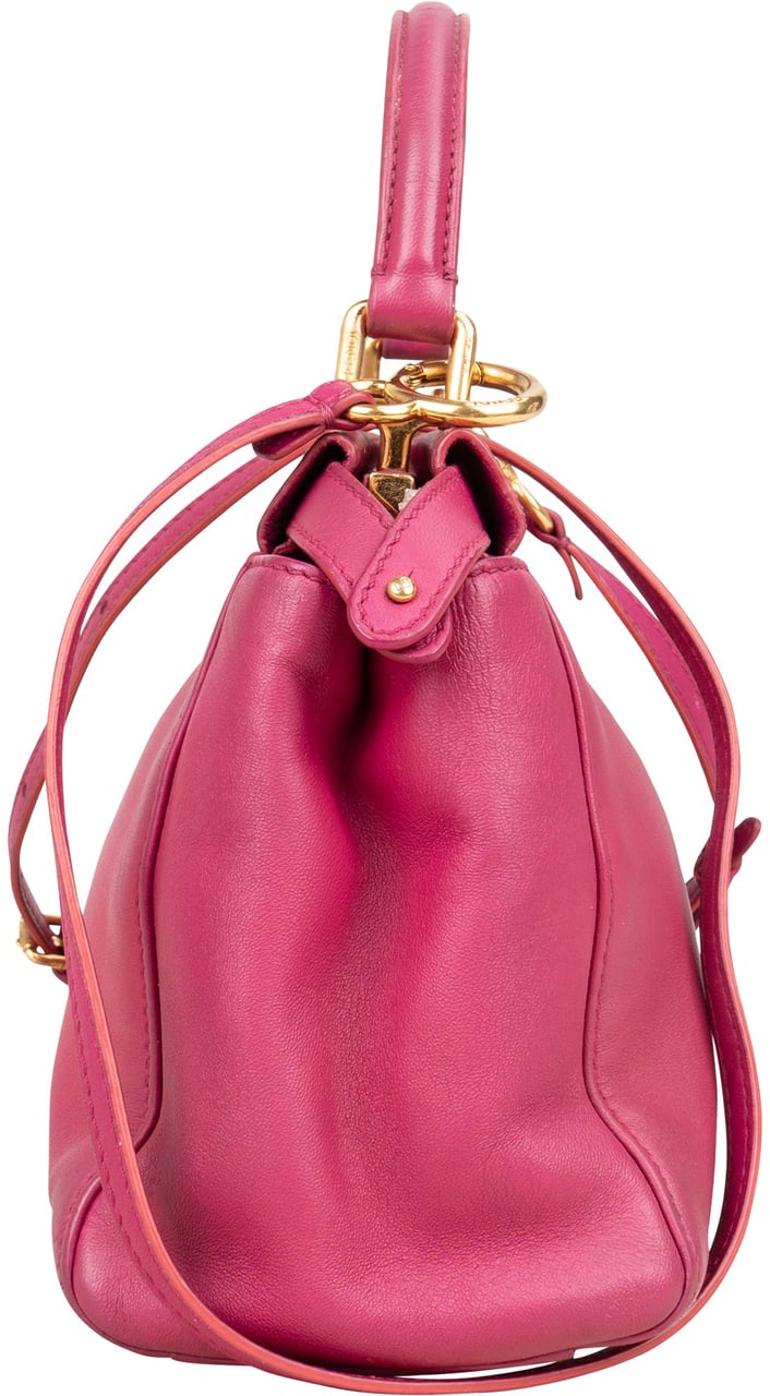 Fendi Fendi Pink Leather Peekaboo Mini Handbag Roze