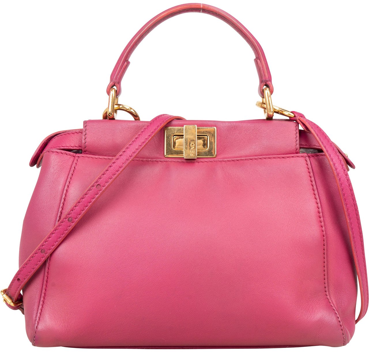 Fendi Fendi Pink Leather Peekaboo Mini Handbag Roze