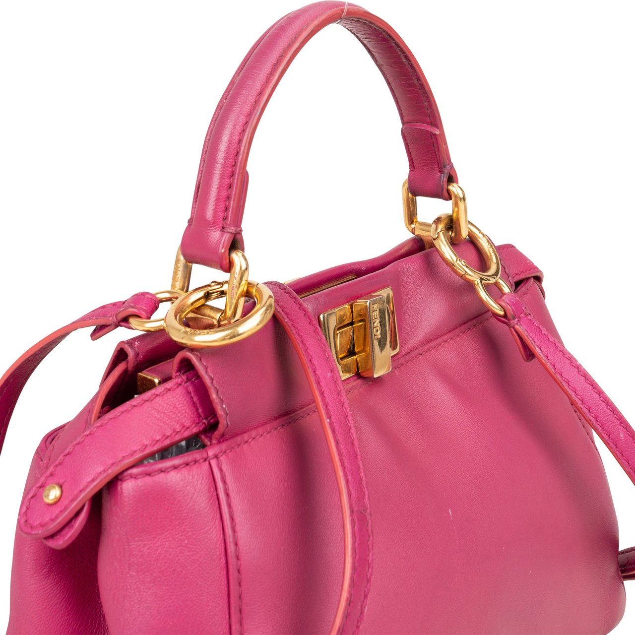 Fendi Fendi Pink Leather Peekaboo Mini Handbag Roze
