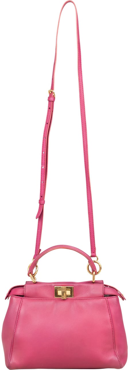 Fendi Fendi Pink Leather Peekaboo Mini Handbag Roze