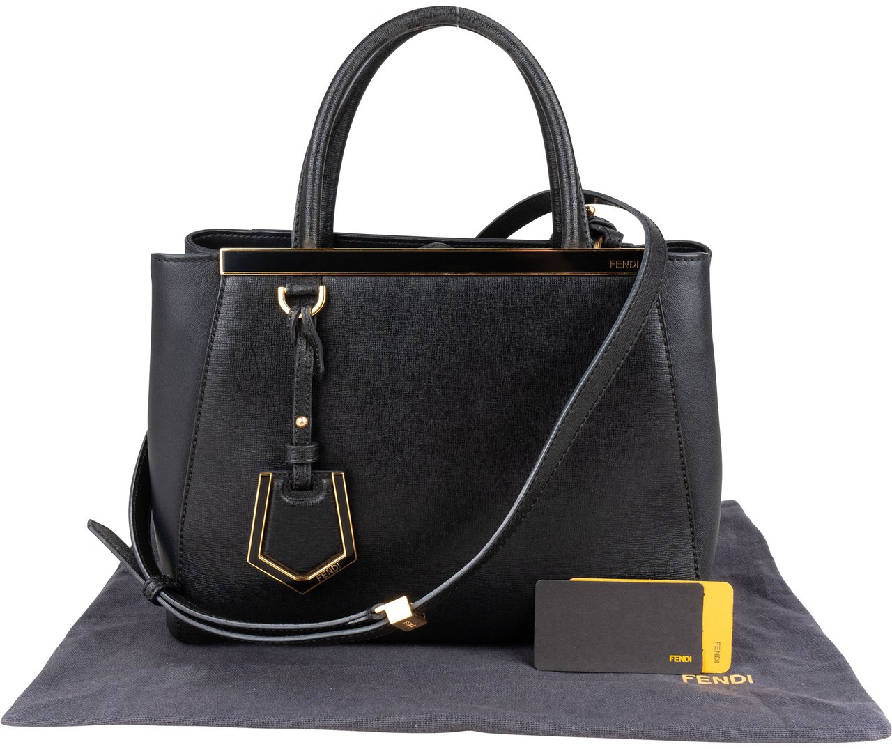 Fendi Fendi Black Leather 2 Jours Petite Handbag Zwart