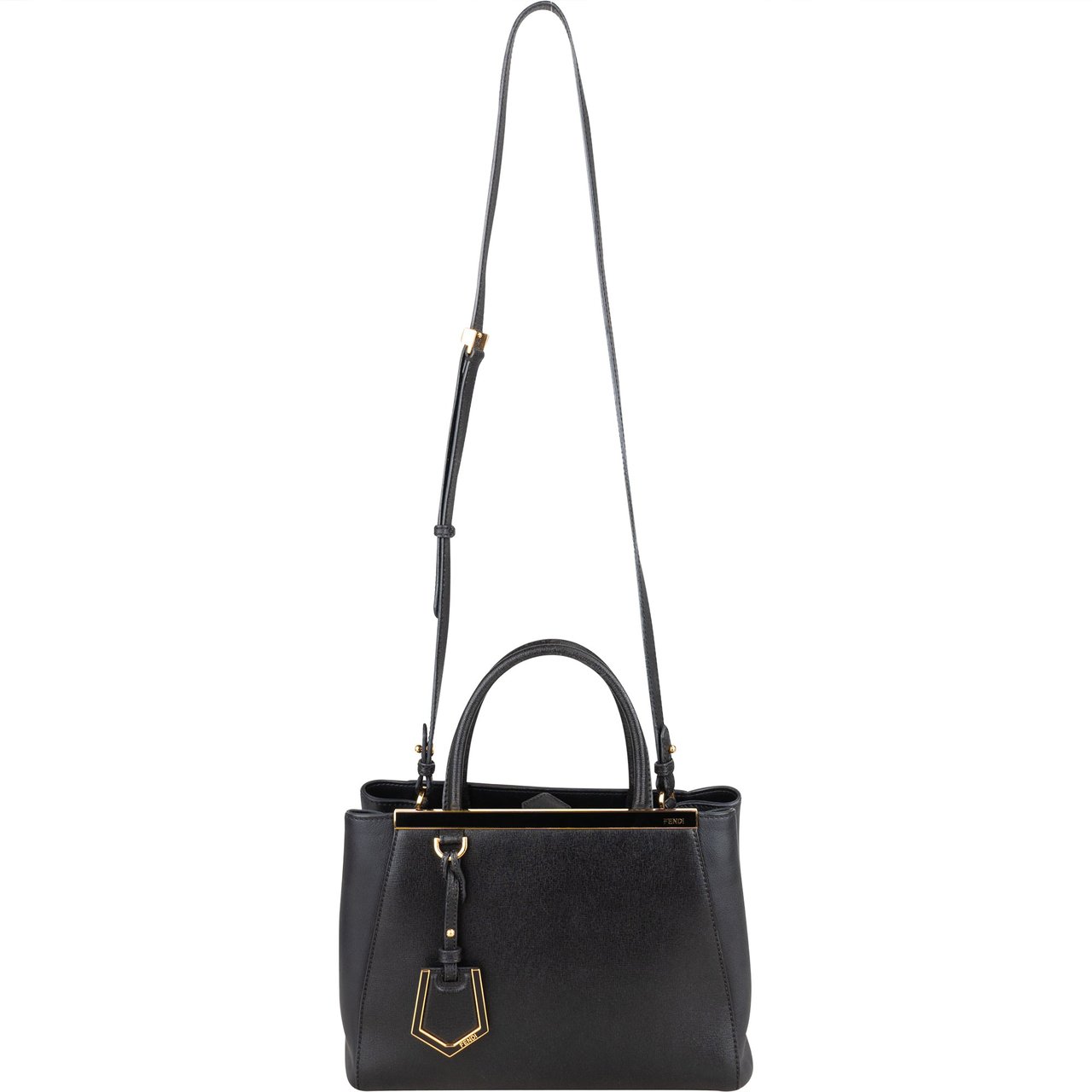 Fendi Fendi Black Leather 2 Jours Petite Handbag Zwart