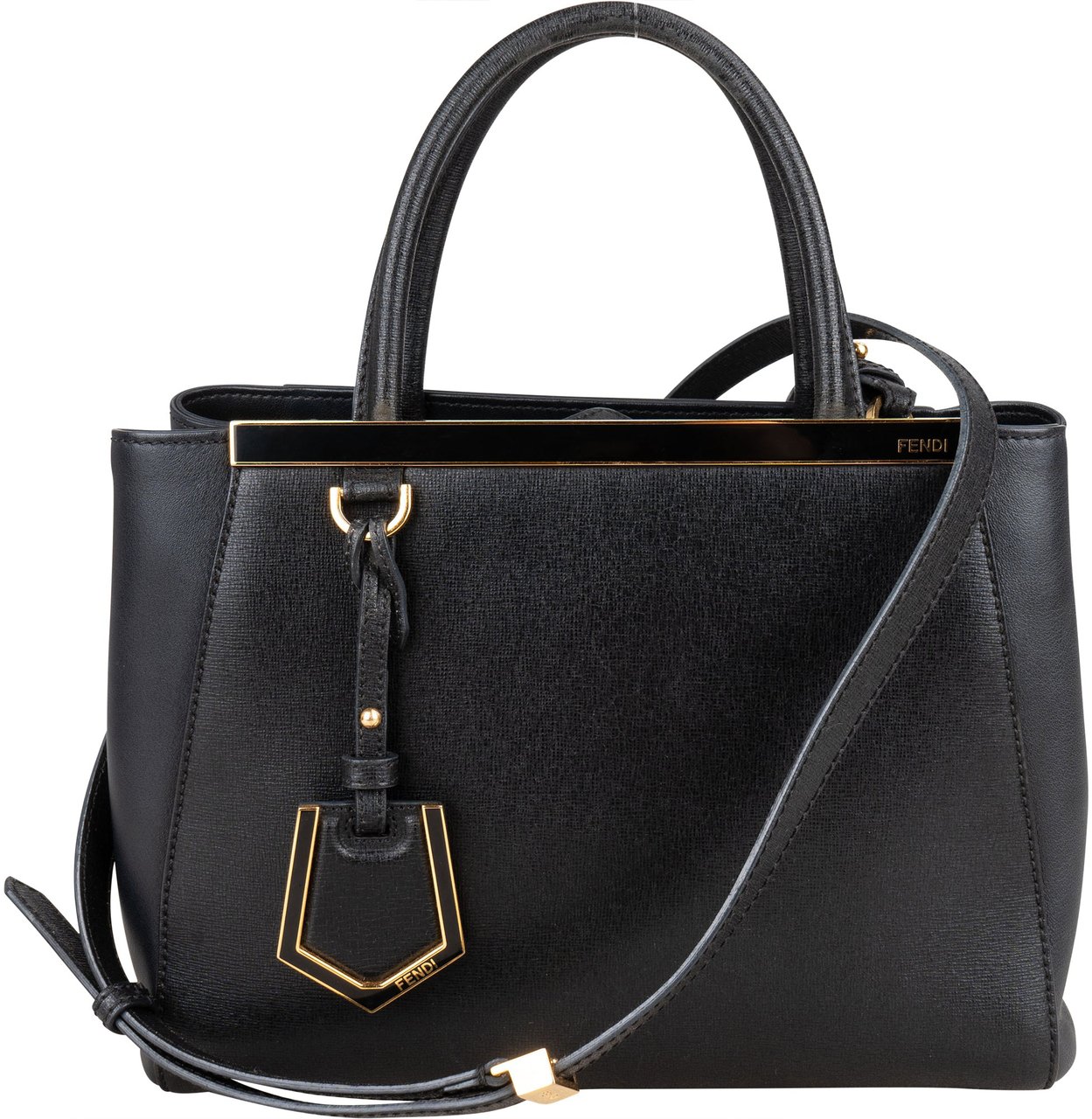 Fendi Fendi Black Leather 2 Jours Petite Handbag Zwart