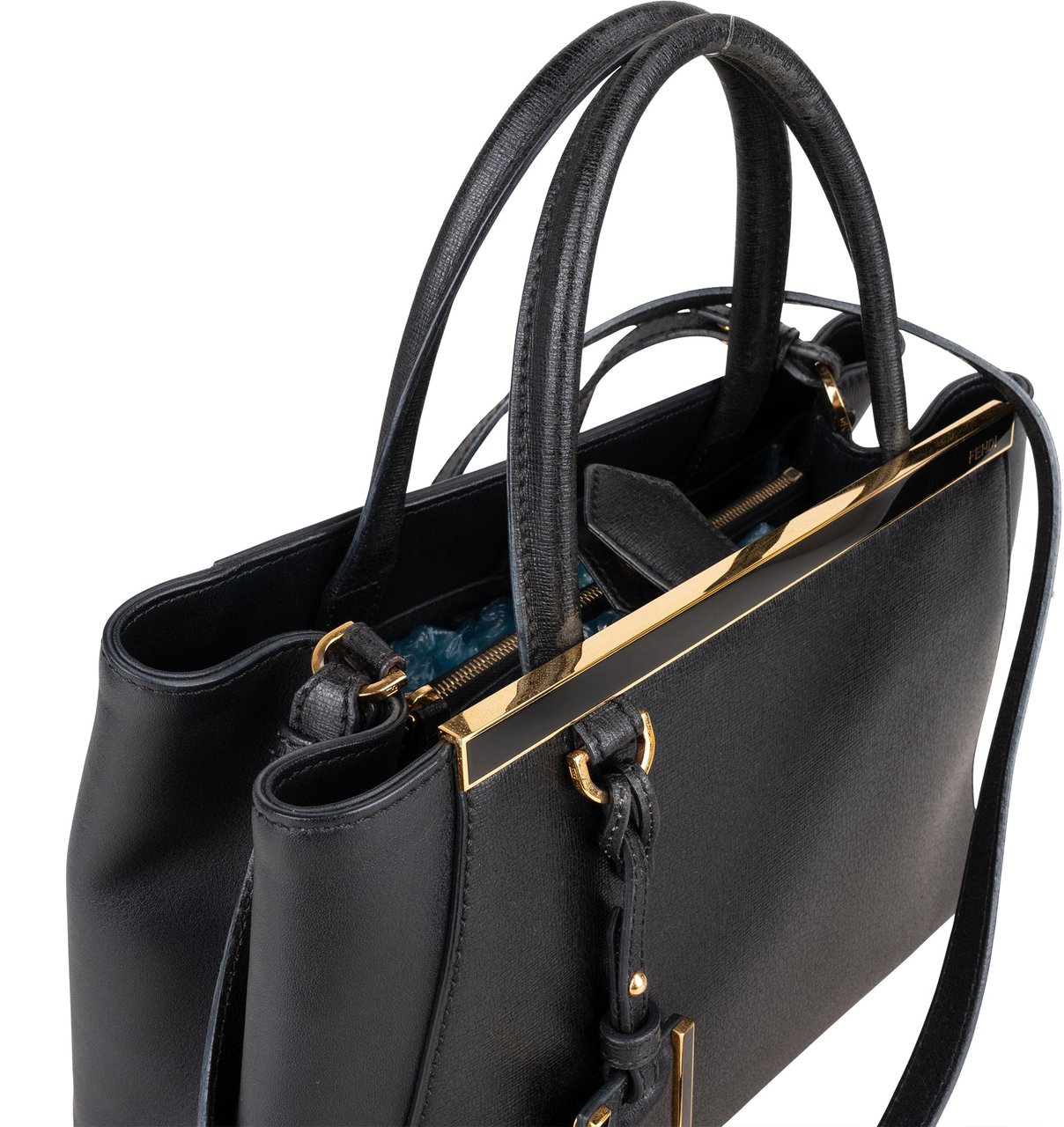 Fendi Fendi Black Leather 2 Jours Petite Handbag Zwart