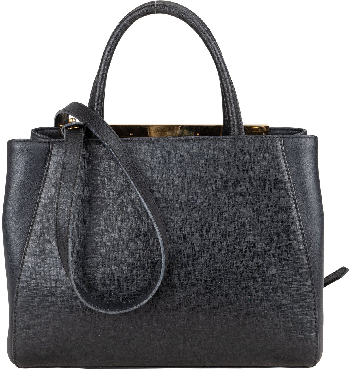 Fendi Fendi Black Leather 2 Jours Petite Handbag Zwart