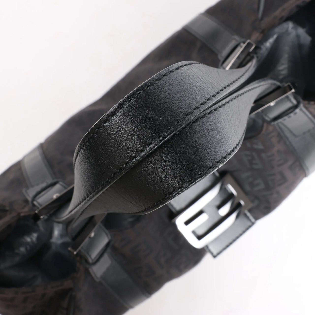 Fendi FENDI Zucchino Canvas x Leather Handbag in Brown 8BR091 Bruin