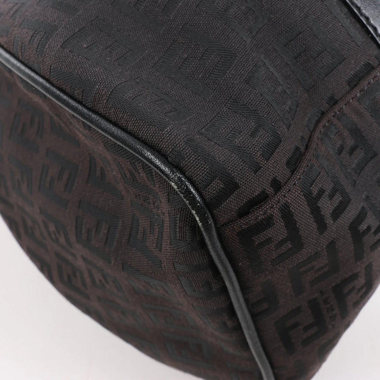 Fendi FENDI Zucchino Canvas x Leather Handbag in Brown 8BR091 Bruin