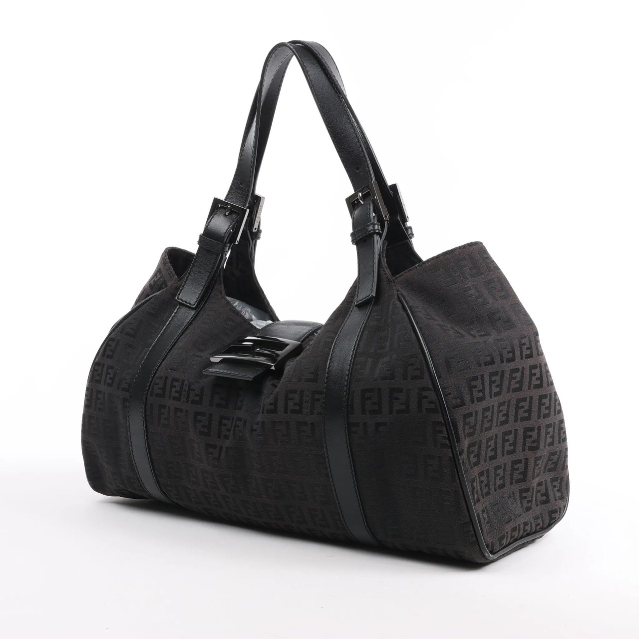 Fendi FENDI Zucchino Canvas x Leather Handbag in Brown 8BR091 Bruin