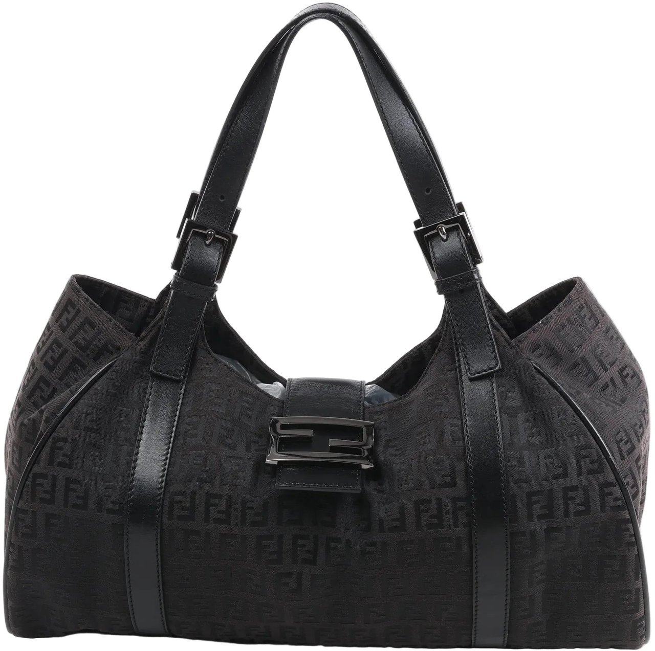 Fendi FENDI Zucchino Canvas x Leather Handbag in Brown 8BR091 Bruin