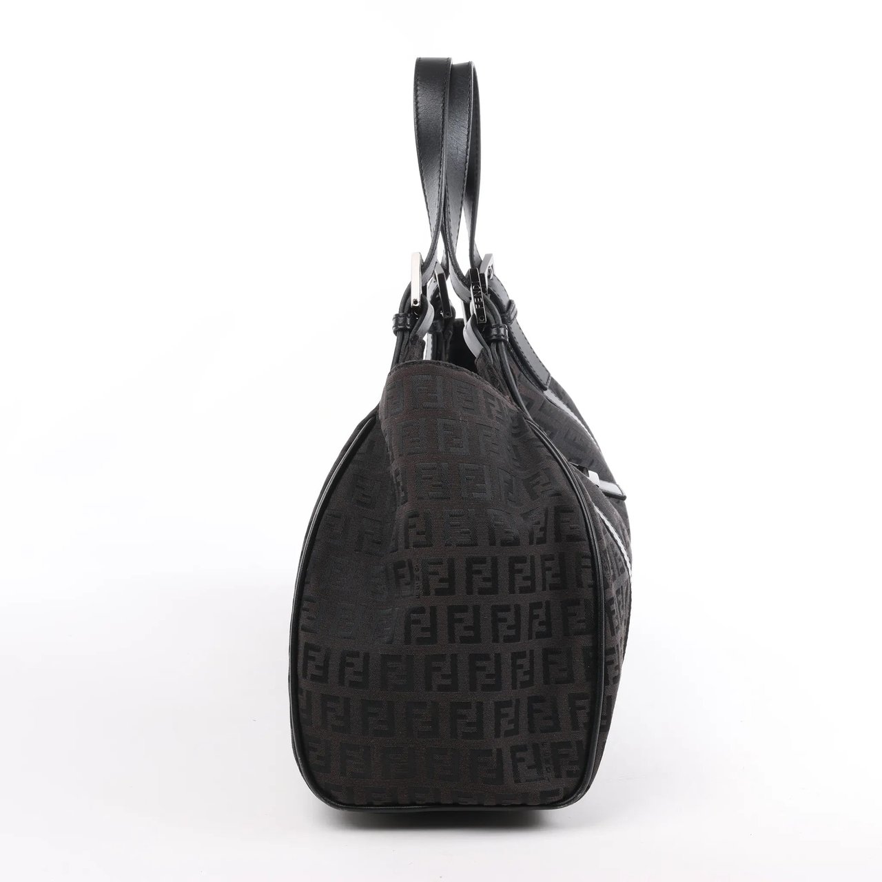 Fendi FENDI Zucchino Canvas x Leather Handbag in Brown 8BR091 Bruin