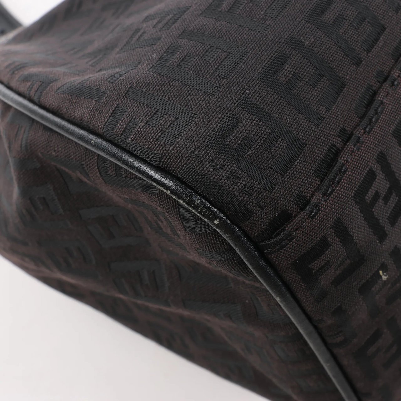 Fendi FENDI Zucchino Canvas x Leather Handbag in Brown 8BR091 Bruin