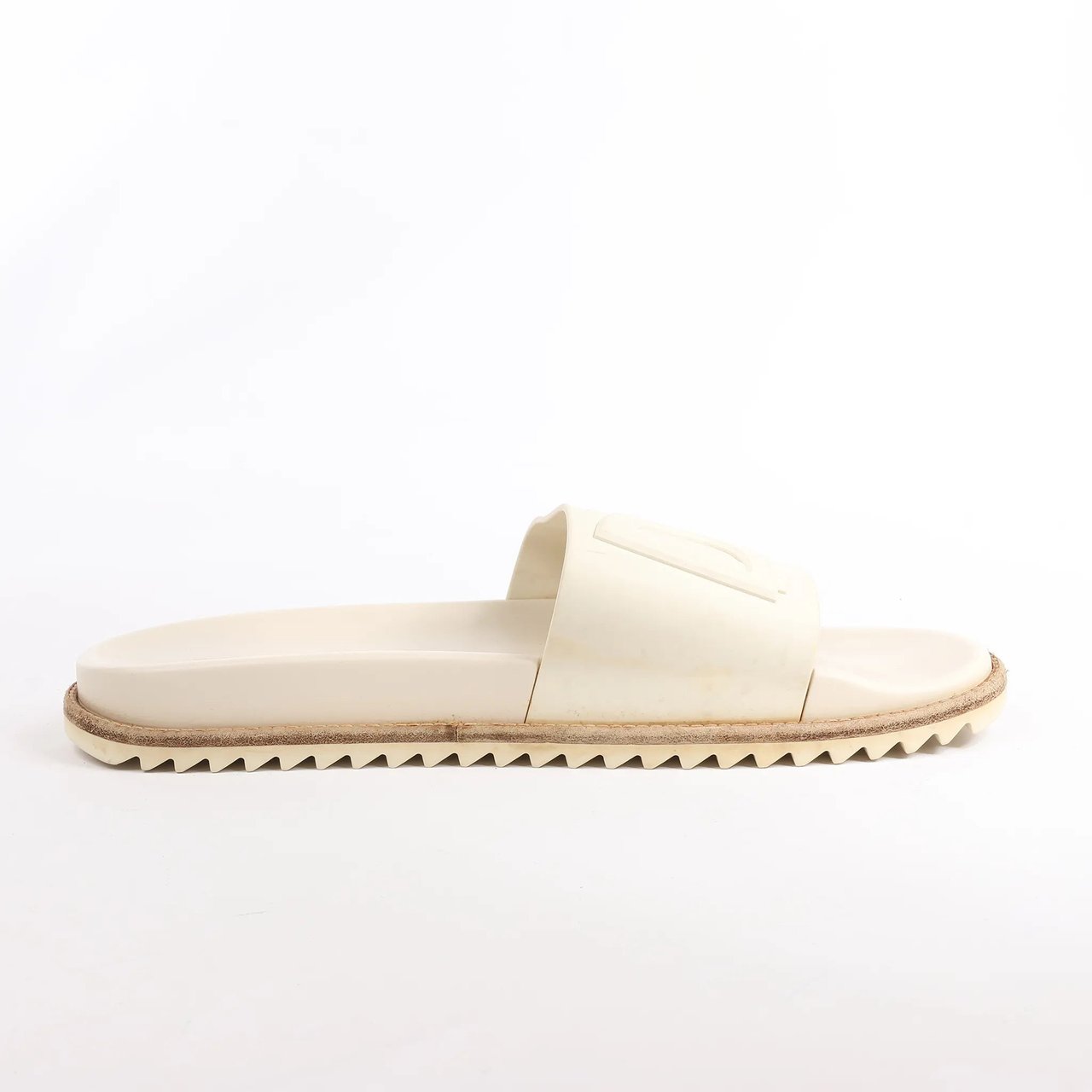 Fendi Fendi Rubber Slide Sandals in Ecru, Size 46 EU Beige