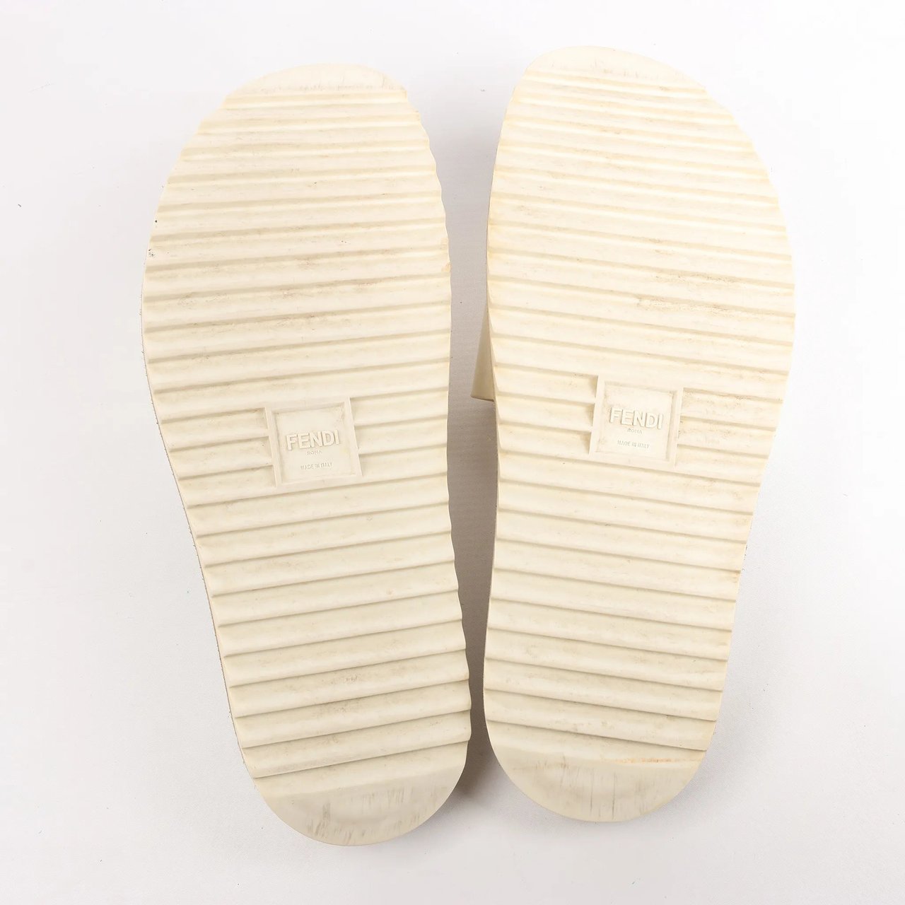 Fendi Fendi Rubber Slide Sandals in Ecru, Size 46 EU Beige